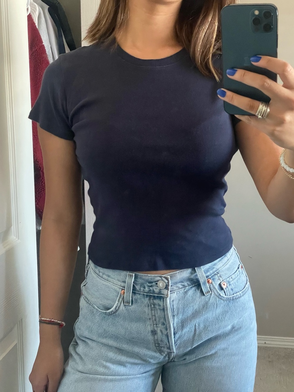 Brandy Melville Navy Short-Sleeve Crew Tee